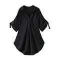 thumbnail image 1 of yillto Womens 3/4 Sleeve Tops Chiffon Dressy Shirts V Neck Pleated Flowy Loose Causal Business M-4XL, 1 of 7
