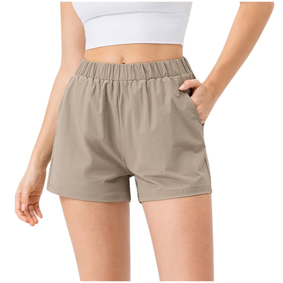yillto Womens Athletic Shorts with Pockets Elastic Waist Quick Dry Lightweight Running Shorts with Pockets