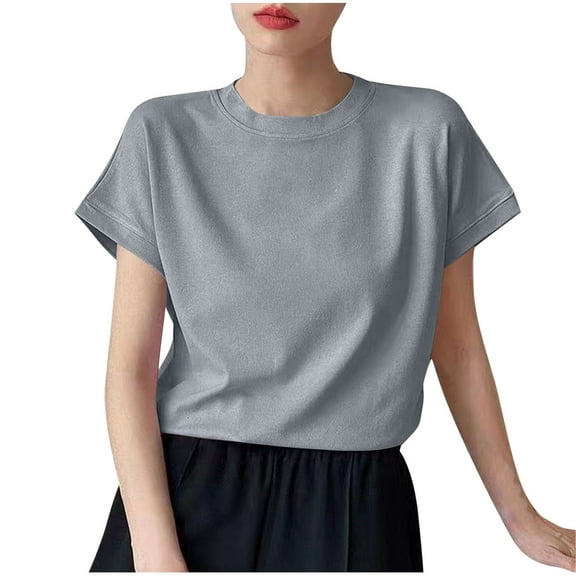 yillto Womens Basic Shirts Short Sleeve Crew Neck Loose Top Loungewear Soft Comfy Tshirts Clothes