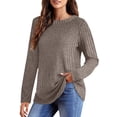 thumbnail image 1 of yillto Womens Basic Sweaters Lightweight Knitted Long Sleeve Round Neck Pullover Solid Color Casual Loose Clothes, 1 of 6