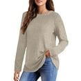 thumbnail image 1 of yillto Womens Basic Sweaters Lightweight Knitted Long Sleeve Round Neck Pullover Solid Color Casual Loose Clothes, 1 of 6