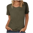 thumbnail image 1 of yillto Womens Basic Tee Ribbed Knit Lightweight Crewneck Shirts Summer Short Sleeve Tunic Tshirts, 1 of 6