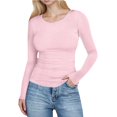 thumbnail image 1 of yillto Womens Basic Tops Ribbed Long Sleeve Shirts Slim Layered Tee Crewneck Stretchy Undershirts, 1 of 7