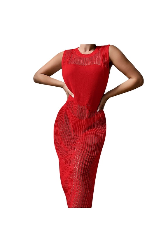 Womens Beach Dress Crochet Hollow out See Through Cover up Summer Swimsuit Suit Bikini Coverups