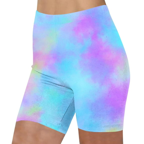 yillto Womens Biker Shorts Tie Dye Printed 2025 Summer Trendy Shorts High Waist Workout Gym Shorts