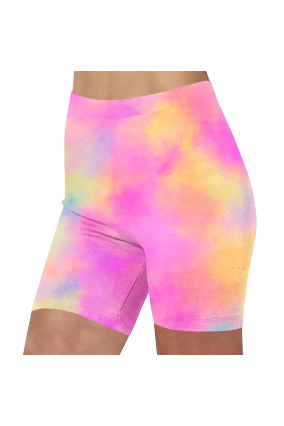 Womens Biker Shorts Tie Dye Printed 2025 Summer Trendy Shorts High Waist Workout Gym Shorts