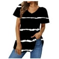 thumbnail image 1 of yillto Womens Blouse Summer Short Sleeve Tops V Neck Casual Tunic Shirt Flowy Loose Pleated Shirts, 1 of 5