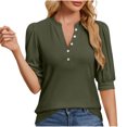 thumbnail image 1 of yillto Womens Blouse V Neck Buttons Casual Business Shirts Summer Short Sleeve Dressy Top for Women, 1 of 7