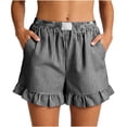 thumbnail image 1 of yillto Womens Boxer Shorts Bottoms Ruffle Hem Cute Lounge Shorts Summer Spring Pajama Outfits with Pockets, 1 of 7