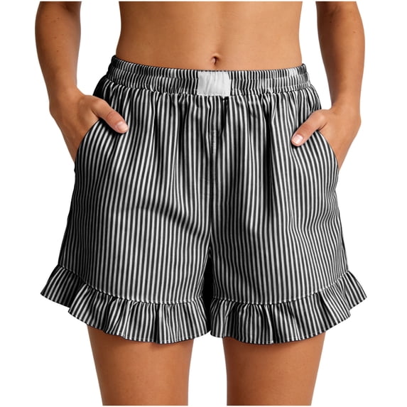 yillto Womens Boxer Shorts Bottoms Ruffle Hem Cute Lounge Shorts Summer Spring Pajama Outfits with Pockets