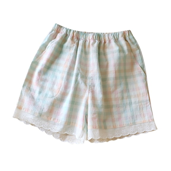 yillto Womens Boxer Shorts Cotton Plaid Pajamas Short Pants 2025 Lounge Sleepwear Beach Bottoms with Pockets