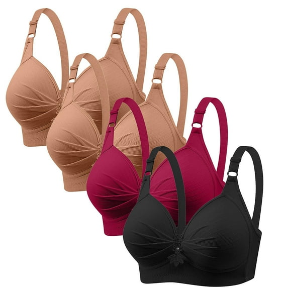 yillto Womens Bralettes with Supportive Full Coverage Plus Size Bralette Wireless Adjustable Straps Bras