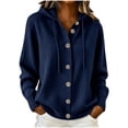 thumbnail image 1 of yillto Womens Button down Hooded Cardigan Sweater Knit Long Sleeve Loose Fitting Cardigans with Drawstring, 1 of 6