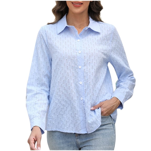 yillto Womens Button down Top Collared V Neck Long Sleeve Loose Shirt Casual Dressy Work Tops S-XXXL
