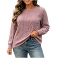 thumbnail image 1 of yillto Womens Cable Knit Sweater Plus Size Fall Winter Round Neck Pullover Fashion Knit Long Sleeve Sweaters, 1 of 6