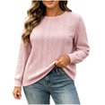 thumbnail image 1 of yillto Womens Cable Knit Sweater Plus Size Fall Winter Round Neck Pullover Fashion Knit Long Sleeve Sweaters, 1 of 6
