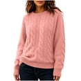 thumbnail image 1 of yillto Womens Cable Knit Sweater Top Long Sleeve Crewneck Pullover Warm Fall Winter Loose Sweaters Tops, 1 of 7