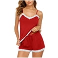 thumbnail image 1 of yillto Womens Cami Pajamas Sets Sleeveless Lace V Neck Tank Loungewear Sleepwear Shorts Pjs Outfits, 1 of 6