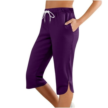 yillto Womens Capri Pants Elastic Waist Drawstring Capris Causal Pant Cropped Workout Pants with Pockets