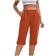 thumbnail image 1 of yillto Womens Capri Pants Elastic Waist Straight Leg Lightweight Summer Lounge Pant with Pockets, 1 of 6