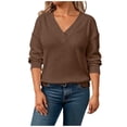 thumbnail image 1 of yillto Womens Casual Sweatshirts Long Sleeve V Neck Lightweight Pullover Casual Loose Tops Fall Clothes, 1 of 7