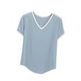 thumbnail image 1 of yillto Womens Causal Shirts Lightweight Breathable Soft Short Sleeve V Neck Summer Loose Loungewear Tee, 1 of 5