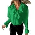 thumbnail image 1 of yillto Womens Chiffon Dressy Shirts Long Sleeve Ruffle V Neck Causal Business Fashion Blouse Tops, 1 of 6