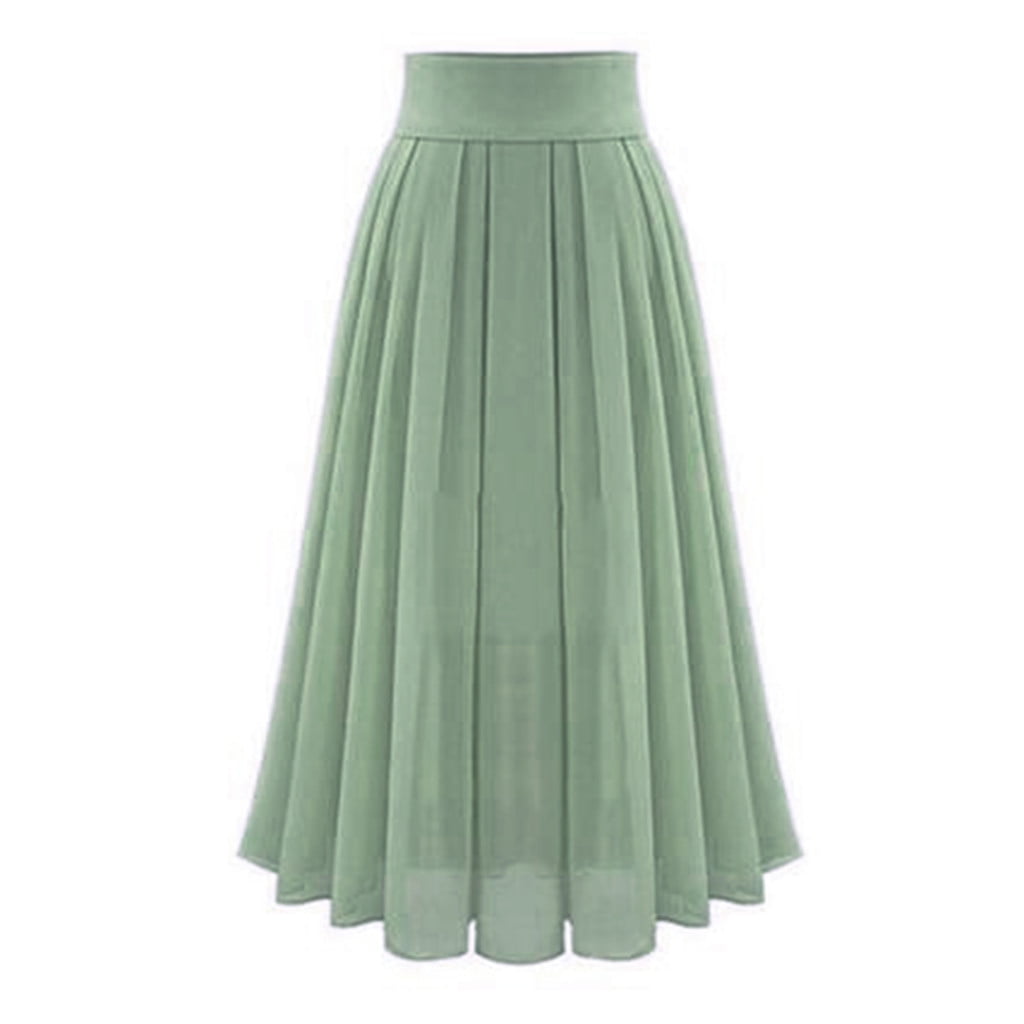 Spring Summer High Waist Chiffon Women Midi Skirts - Casual Floral Print Female Skirt (TB7)