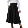thumbnail image 1 of yillto Womens Corduroy Skirts Pleated High Waist Flowy Loose Fall Winter Long Skirt with Pockets S-XXXL, 1 of 7