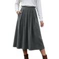 thumbnail image 1 of yillto Womens Corduroy Skirts Pleated High Waist Flowy Loose Fall Winter Long Skirt with Pockets S-XXXL, 1 of 7