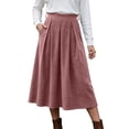 thumbnail image 1 of yillto Womens Corduroy Skirts Pleated High Waist Flowy Loose Fall Winter Long Skirt with Pockets S-XXXL, 1 of 7