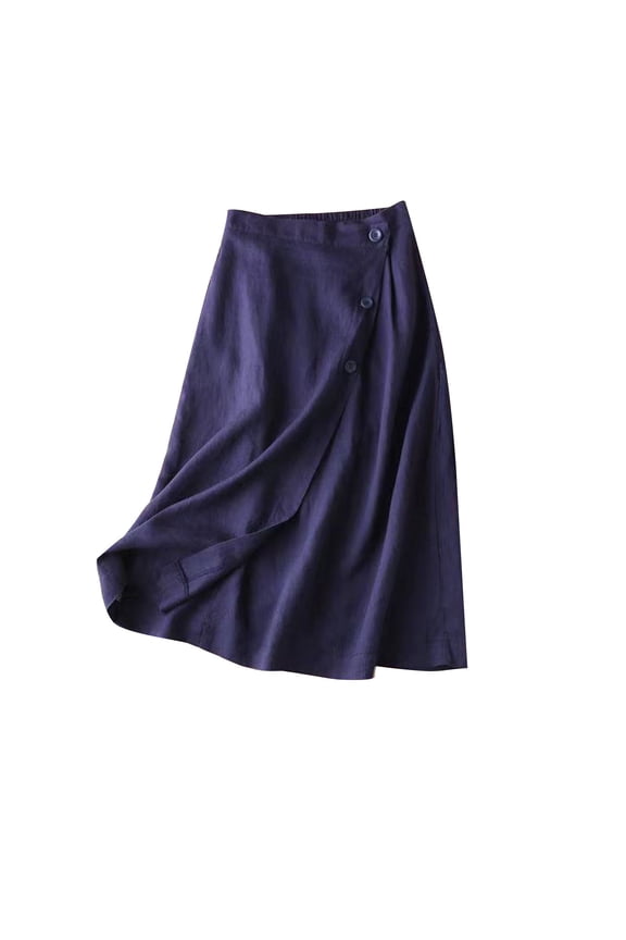 Womens Cotton Linen Skirts High Waist A Line Summer Lightweight Beach Flowy Long Skirt