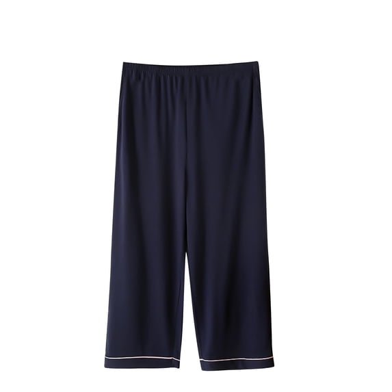 yillto Womens Cotton Pajamas Pant Wide Leg Loose Elastic Waist Sleepwear Capri Pants with Pockets