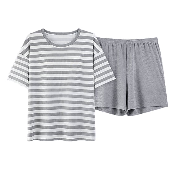 yillto Womens Cotton Pajamas Sets 2 Piece Loose Short Sleeve Top and Loungewear Shorts with Pockets