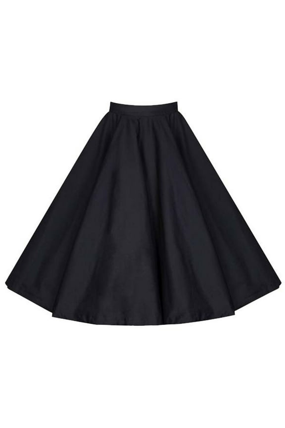 Womens Cotton Skirt Plus Size High Waist Pleated Zipper Plain Flowy Skirts for Work Office