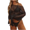 thumbnail image 1 of yillto Womens Crochet Cover Up Long Sleeve Loose Hollow out Knit Bikini Swimsuit Outfits for Beach Vacation, 1 of 5