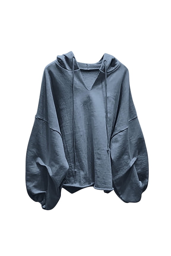 Womens Coverup Top Long Sleeve Hooded Sweatshirt Shirts Cotton Linen Summer Loose Beach Cover ups