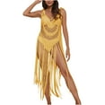 thumbnail image 1 of yillto Womens Crochet Fringe Beachwear Cover up Swimwear Bikini Spaghetti Strap Long Maxi Beach Dress, 1 of 5