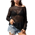 thumbnail image 1 of yillto Women Crochet Cover up Long Sleeve Bikini Bathing Suits Swimwear Summer Beach Vacation Knit Mini Dress, 1 of 7
