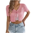 thumbnail image 1 of yillto Womens Crop Cover up Open Front Lightweight Summer Cardigans Short Sleeve Crochet Coverups, 1 of 7