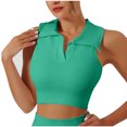 thumbnail image 1 of yillto Womens Crop Tank Collared V Neck Golf Tops Tennis Athletic Sports Workout Tshirts for Women, 1 of 5