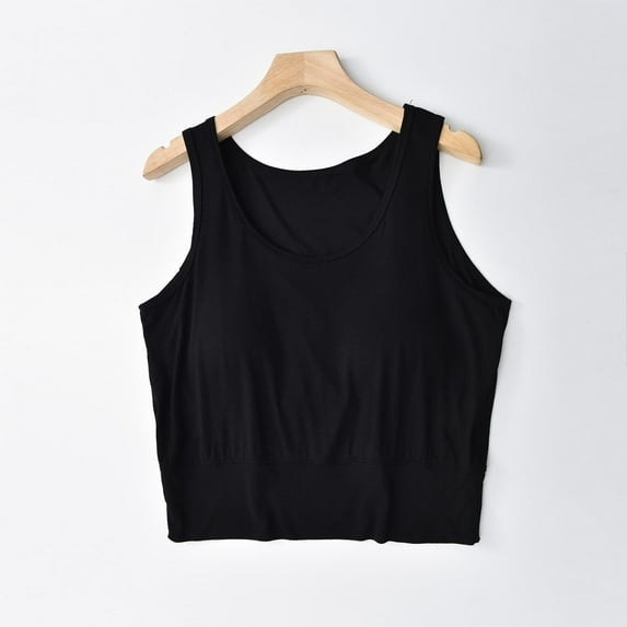 yillto Womens Crop Tank Tops with Bra Loose Round Neck Sleeveless Comfy Shirts Summer Casual Tee