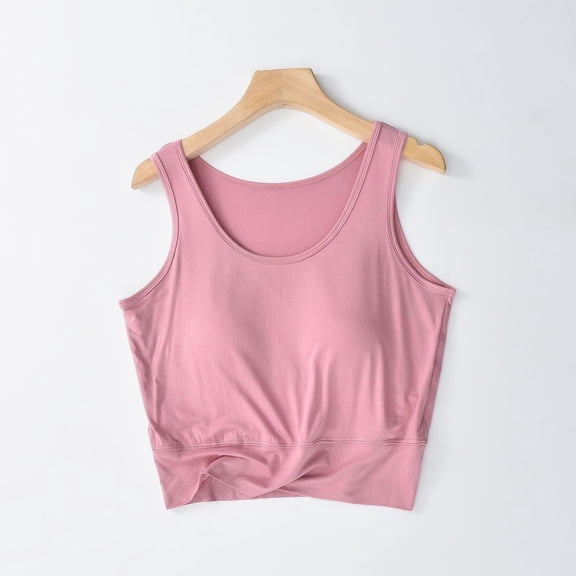 yillto Womens Crop Tank Tops with Bra Loose Round Neck Sleeveless Comfy Shirts Summer Casual Tee