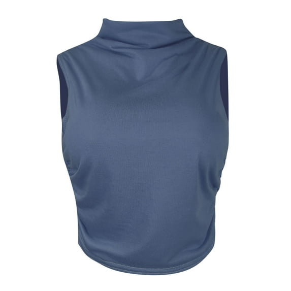 yillto Womens Crop Top Sleeveless Mock Neck Shirts Side Ruched Summer Going out Tank Blouse Clothes