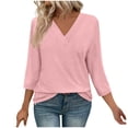 thumbnail image 1 of yillto Womens Fall Tops V Neck 3/4 Sleeve Outfits Loose Soft Clothes Business Casual Dressy T Shirts, 1 of 7