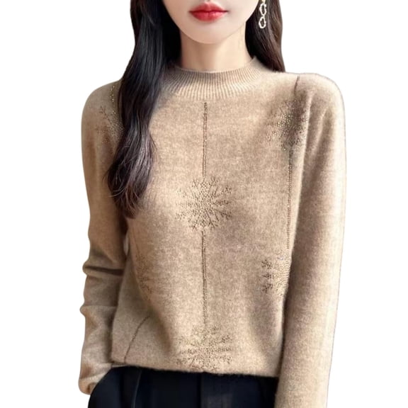 yillto Womens Fall Winter Sweaters Mock Neck Pullover Long Sleeve Knit Warm Lightweight Loose Sweater