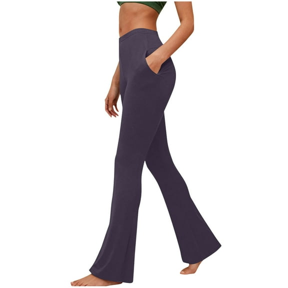 yillto Womens Flare Pant with Pockets High Waisted Bell Bottom Leggings Casual Yoga Workout Gym Pants