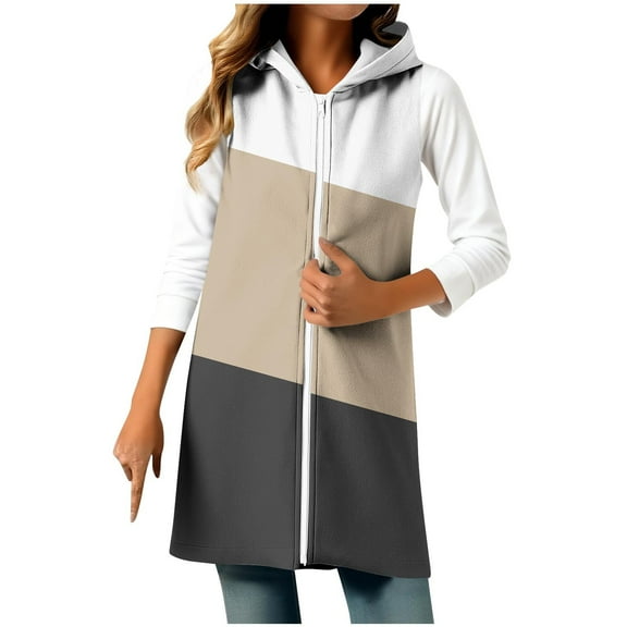 yillto Womens Fleece Jacket Sleeveless Zip up Vest Coats Warm Oversized Fall Winter Loose Jackets