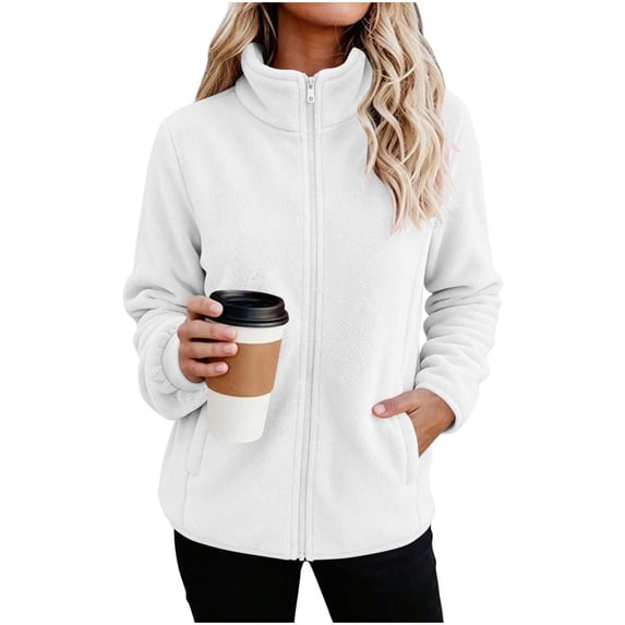 yillto Womens Fleece Jackets Zip up Lightweight Soft Long Sleeve Mock Neck Outwear Coats with Pockets