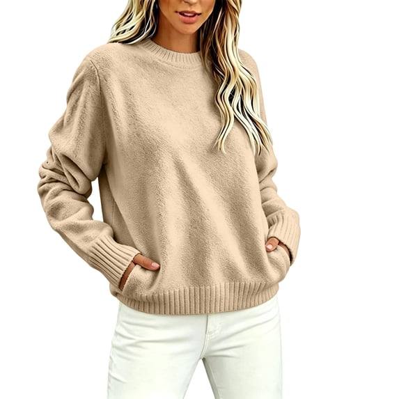yillto Womens Fleece Sweatshirts Fuzzy Sherpa Long Sleeve Warm Soft Tops Crewneck Pullover Clothes